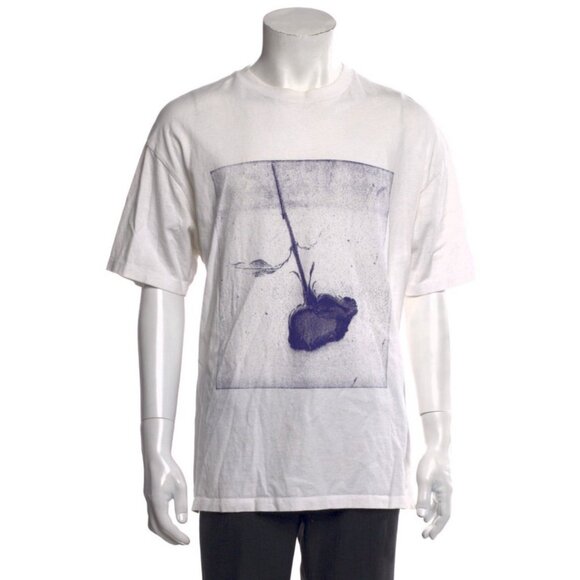 Ksubi Men’s Authentic White Short Sleeve Rose T Shirt Top Medium - Picture 1 of 8